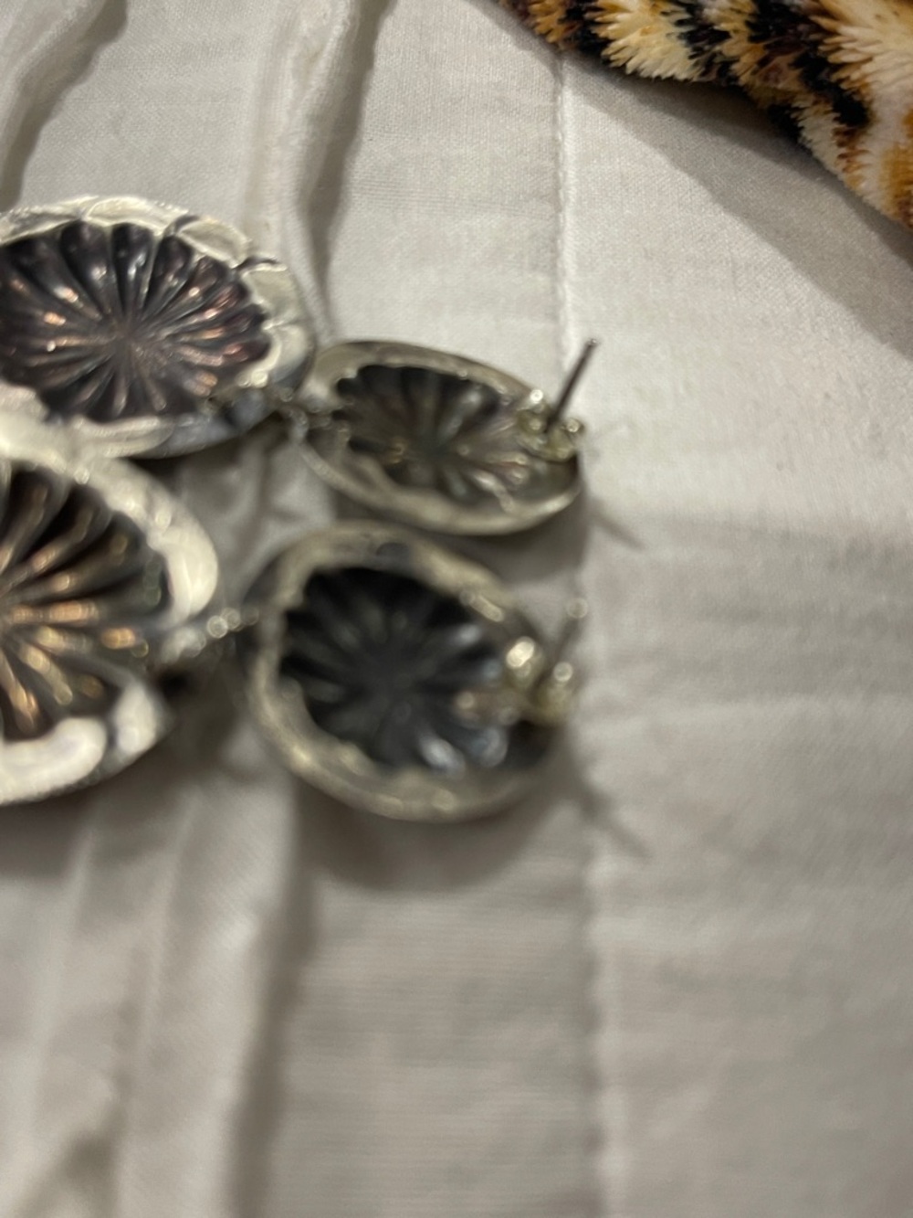 Elegant Sterling Silver Concho Dangle Earrings - Picture 3 of 5